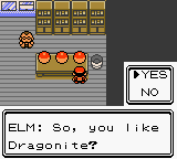 one of the starters in Elm's lab is Dragonite