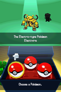 One of the starters in Cheren's bag is Electivire, "The Electric-type Pokémon"