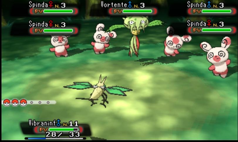 Spinda party in Petalburg forest, with one extra carnivorous plant. a horde battle with four Spinda, and one one Emboar, and one Carnivine. They are all level 3."
