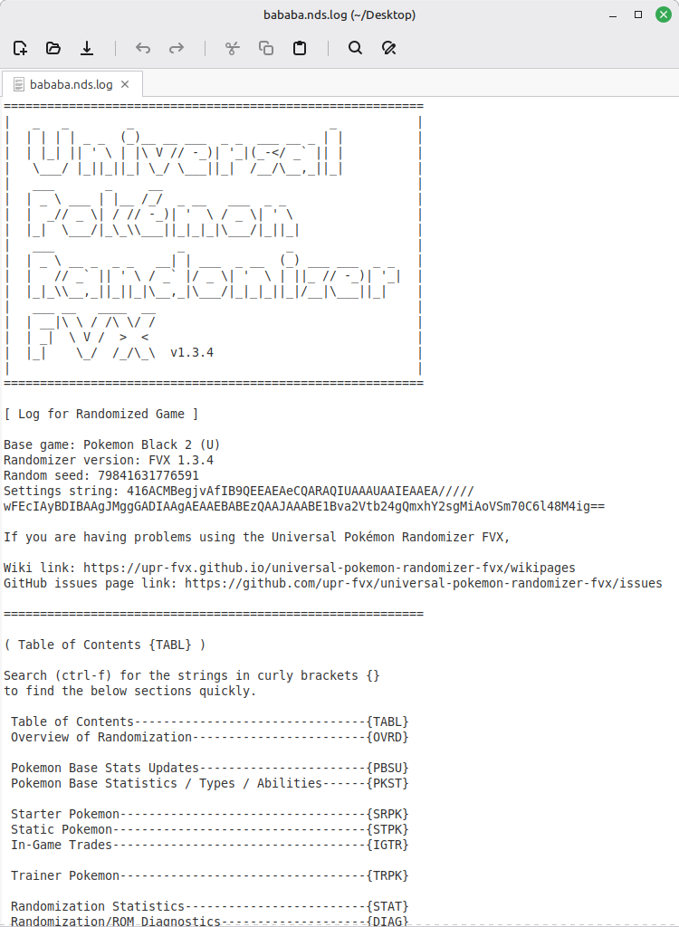 ...and to read through a detailed log of your randomized game. a log file